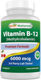Best Naturals Vitamina B12 Metilcobalamina 6000 mcg - 60 Cápsulas