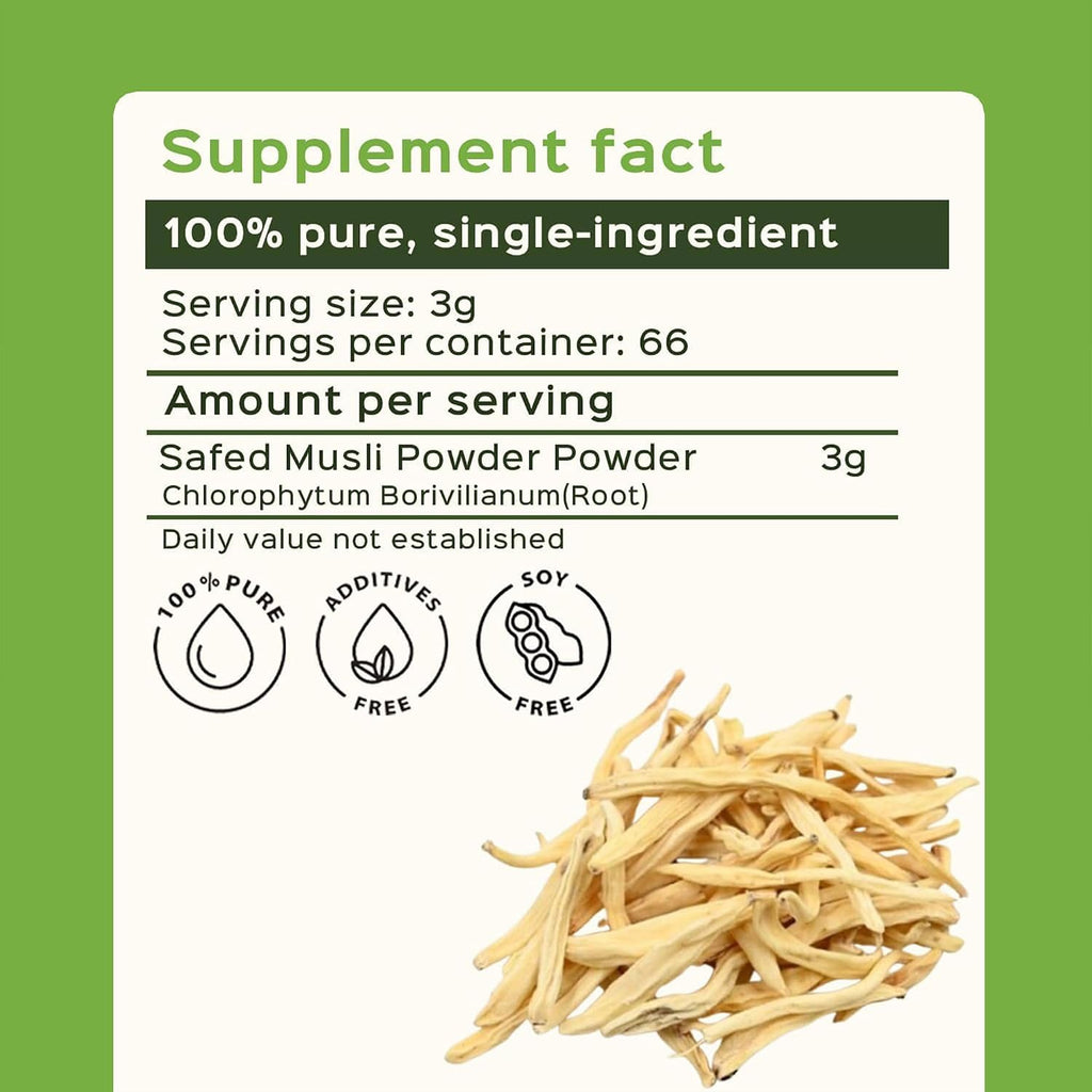 Polvo de Safed Musli - Chlorophytum Borivilianum - 200g