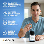 X Gold Health Phosphatidylserine y Bacopa Monnieri 800 mg | Suplemento Nootrópico para el Enfoque y la Memoria | 120 Cápsulas Vegetales