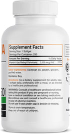 Bronson Vitamina A 10.000 UI - 250 Cápsulas Blandas - Fórmula Premium Sin OGM