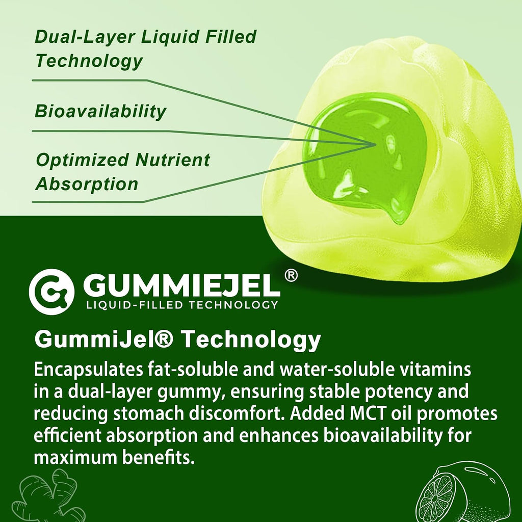 Multivitamínico para Hombres 50+ Sin Azúcar con Omega-3, CoQ10, D3K2, Calcio, Magnesio, Zinc y Vitaminas A, C y E - 60 Gomitas