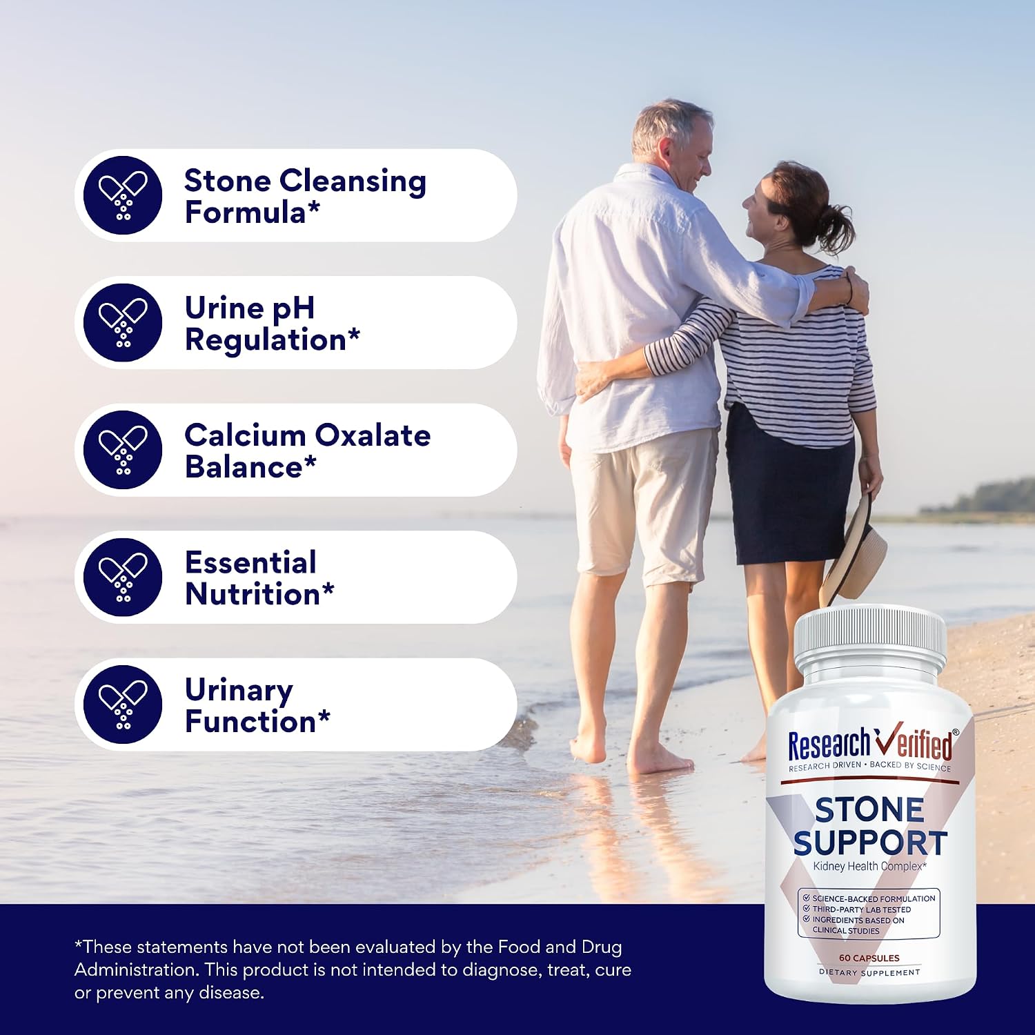Research Verified Stone Support - Optimal Kidney Stone Support - Chanca Piedra, Crataeva Nurvala, BioPerine - Vegan - 180 Capsules