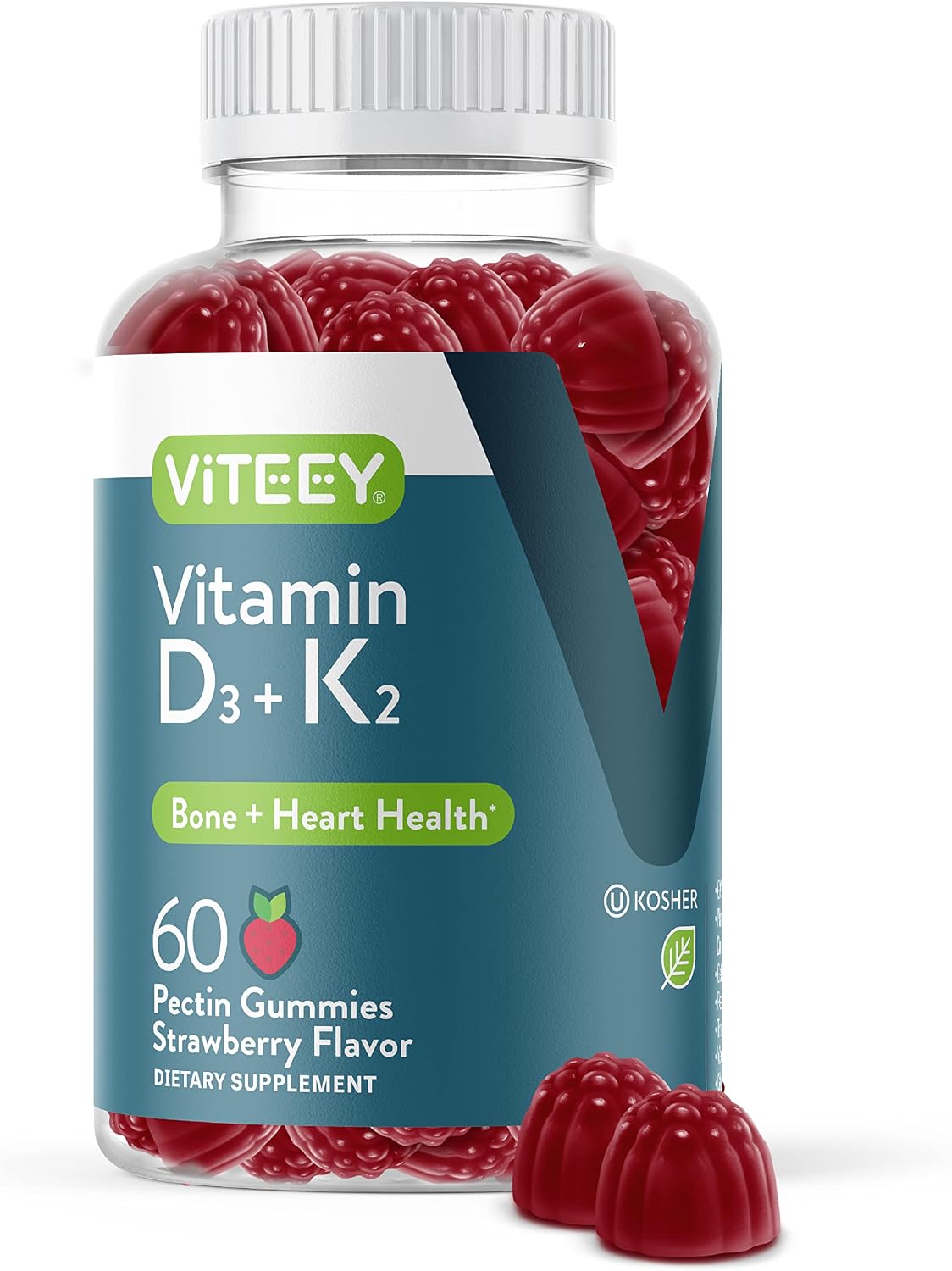 Viteey Gomitas de Vitamina D3 y K2 - 1000 UI D3 + 100 mcg K2 - 60 unidades