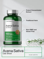 Horbäach Extracto de Avena Sativa | 200 Cápsulas | Paja de Avena | No-GMO, Sin Gluten