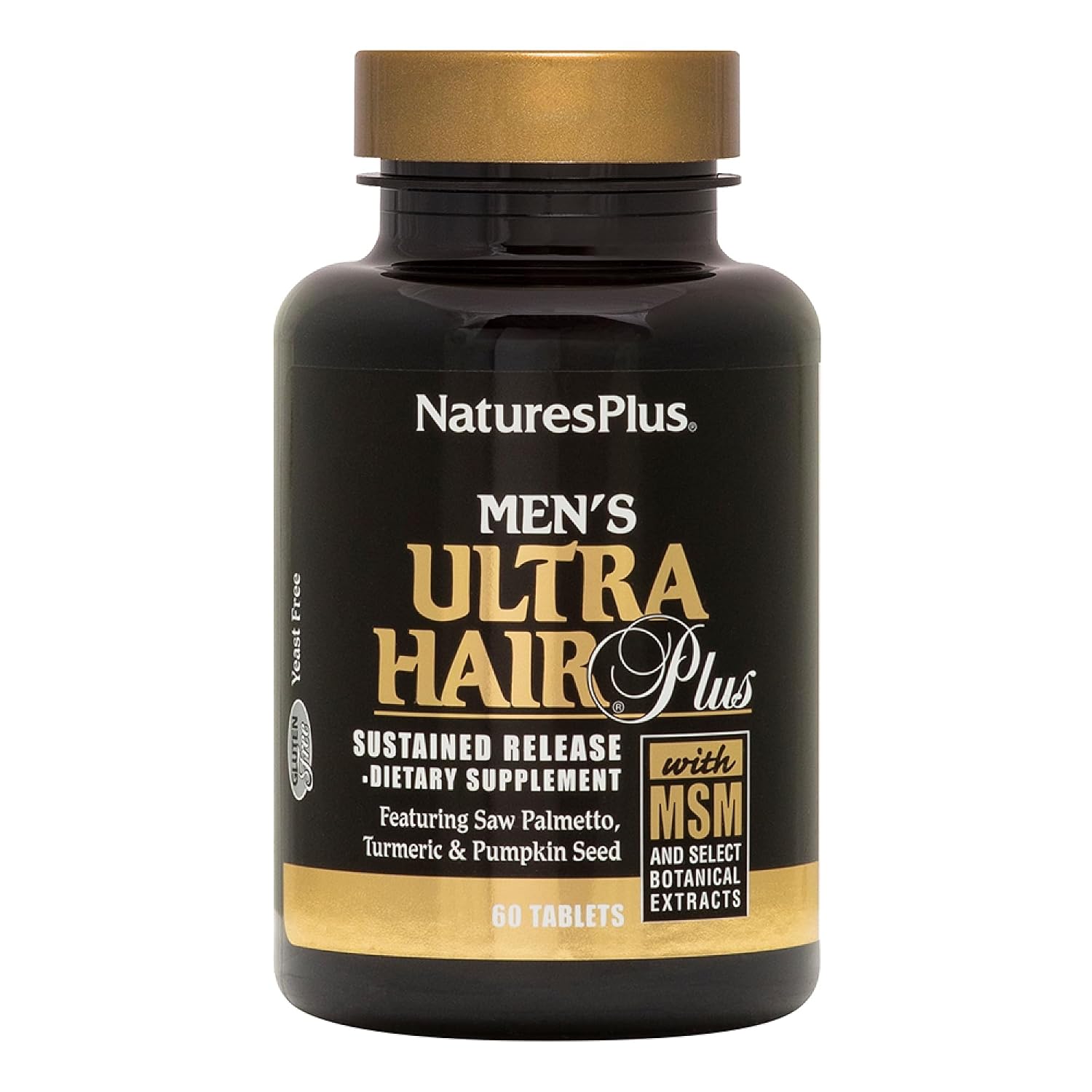 NaturesPlus Men's Ultra Hair Plus, Sustained Release - 60 Tablets - Hair Supplement for Men - Gluten-Free - 30 Servings