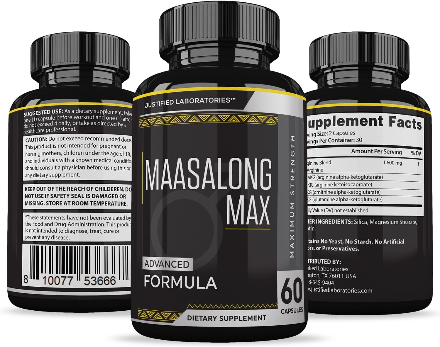 Maasalong Max 1600MG Fórmula Avanzada para la Salud Masculina (2 Paquetes, 120 Cápsulas)