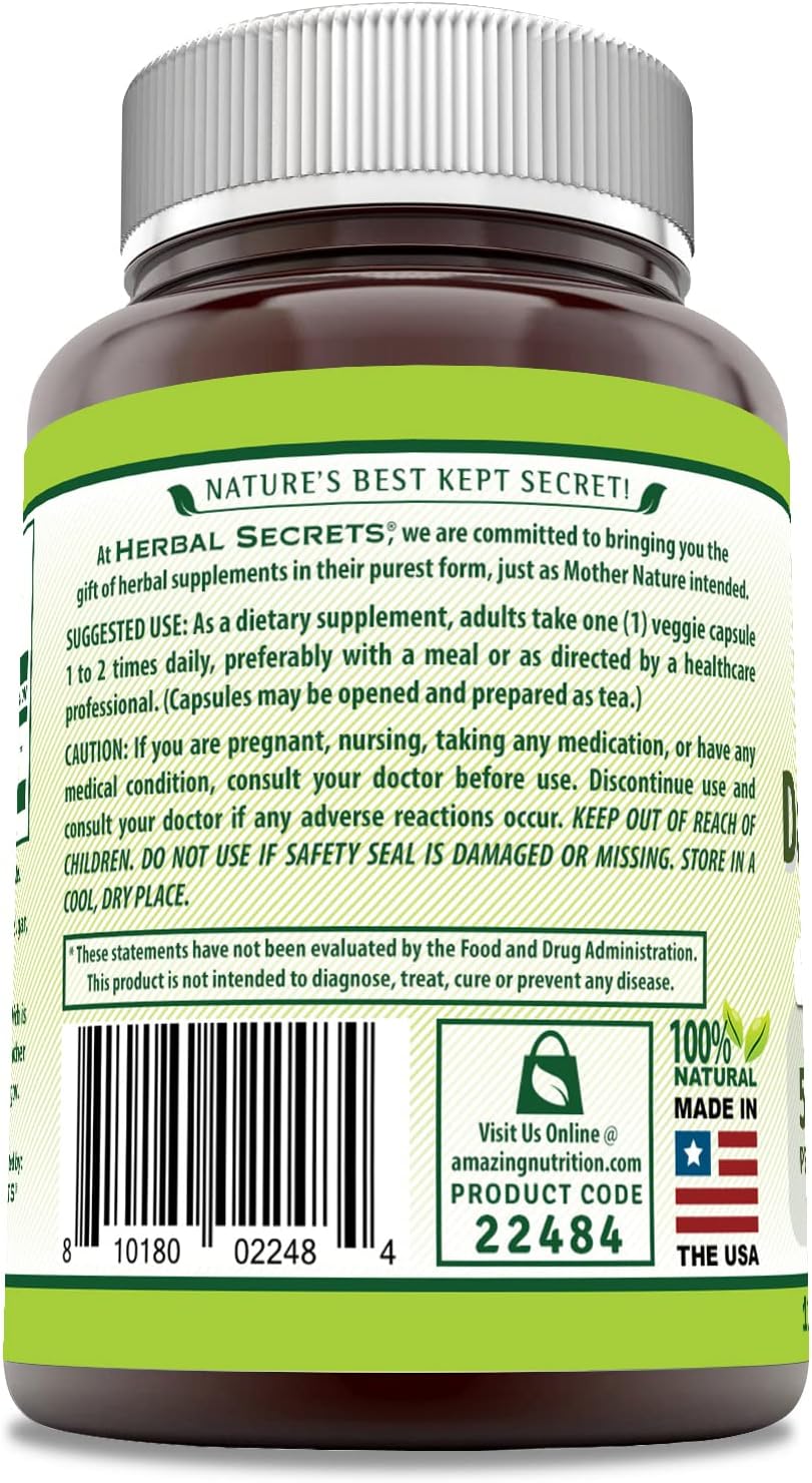 Herbal Secrets Dandelion Root Supplement | 520 mg | 120 Cápsulas Vegetales