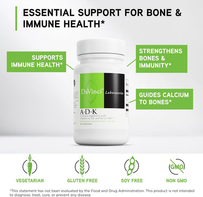DAVINCI Labs ADK - Suplemento con Vitaminas – Vitamina A: contribuye al mantenimiento de los huesos y dientes en – Image 3