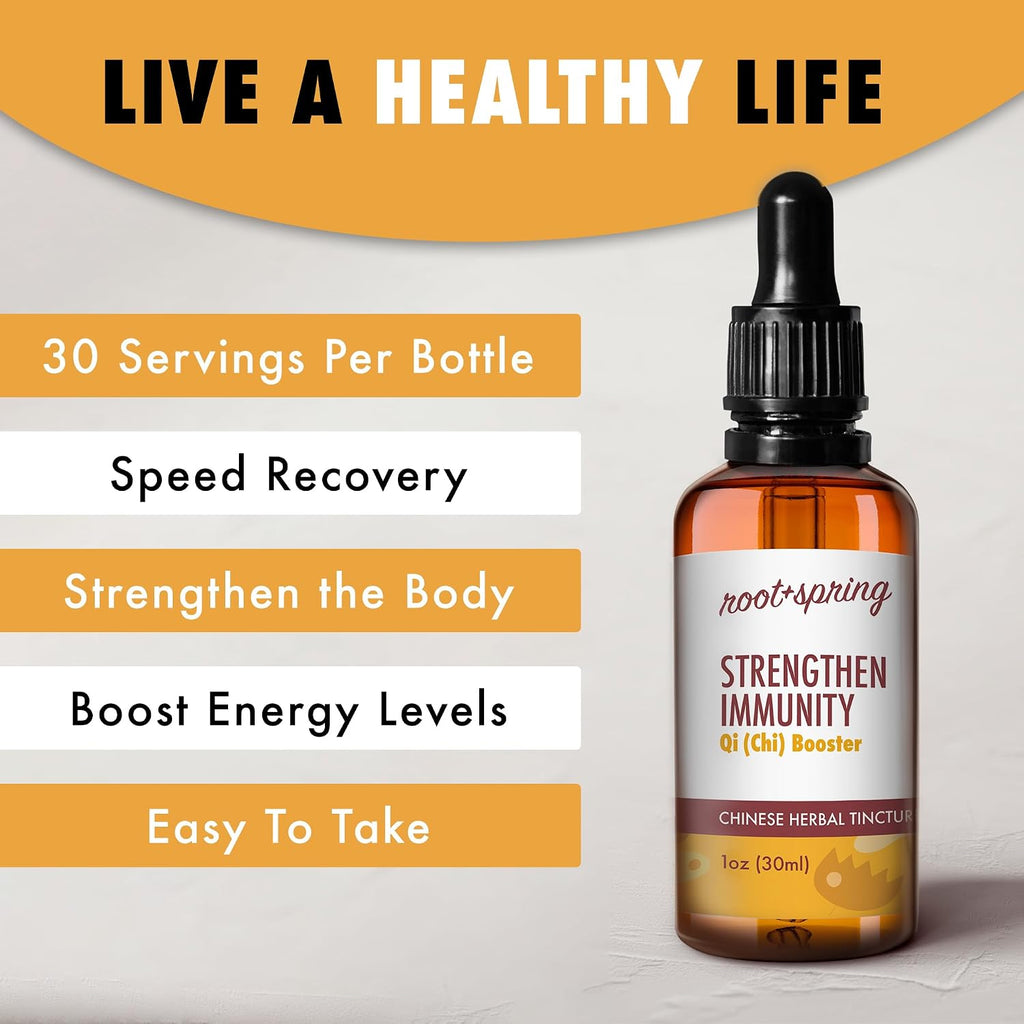 root + spring Qi Booster Tintura Herbal - Extracto Líquido Concentrado con Gotero - Suplemento de Hierbas TCM 1 oz