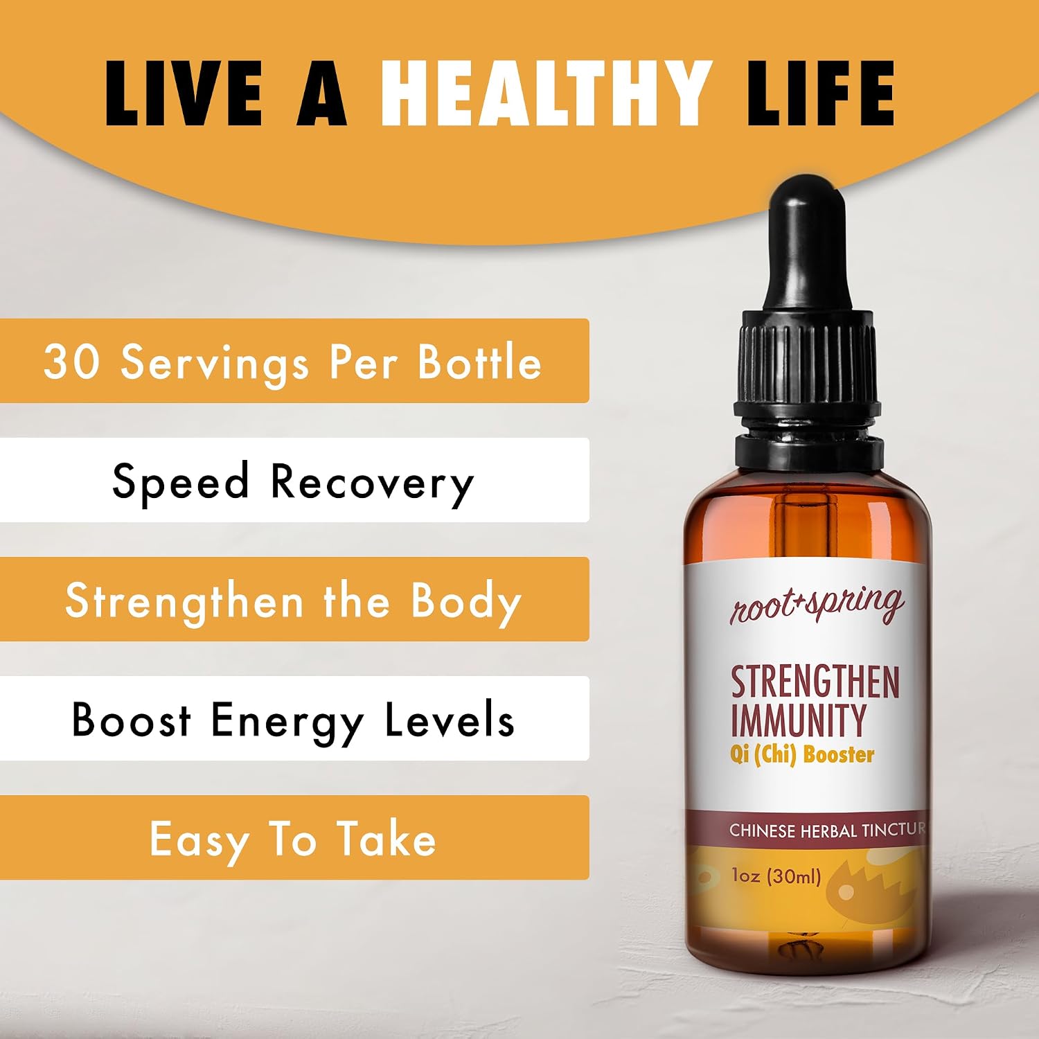 Strengthen Immunity - Qi (Chi) Booster - Tintura Herbal (Extracto Líquido) Concentrado con Gotero - Mezcla de Hierbas TCM - 1 oz (Pack de 2)
