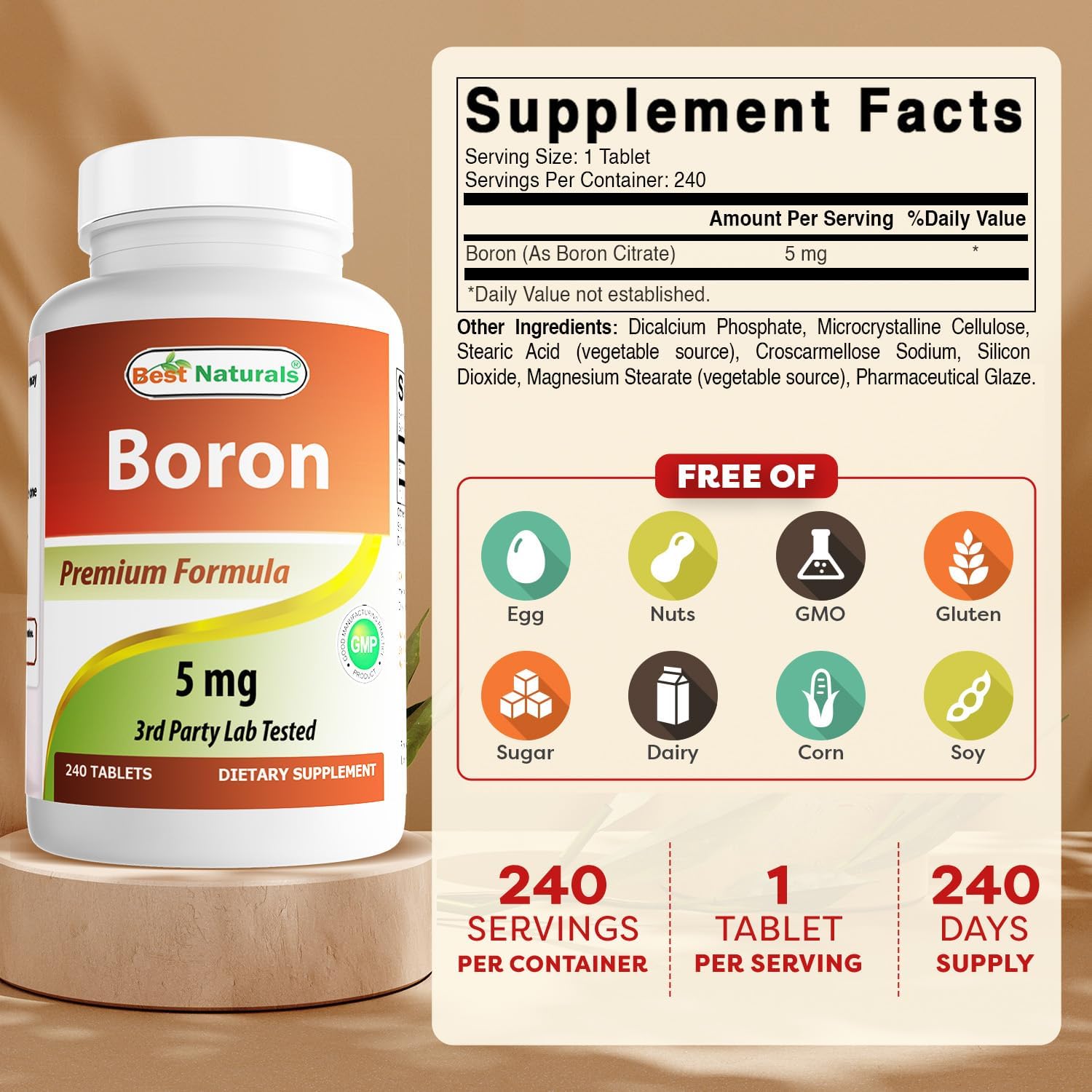 Best Naturals Boro 5 mg 240 Comprimidos