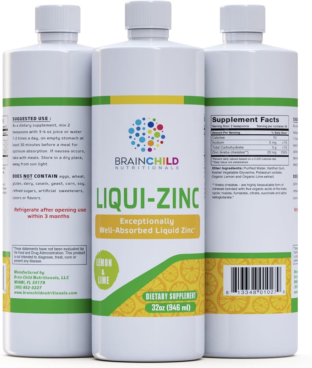 BrainChild Nutritionals LiquiZinc Fórmula Líquida de Zinc (Sin Sabor, 473ml)