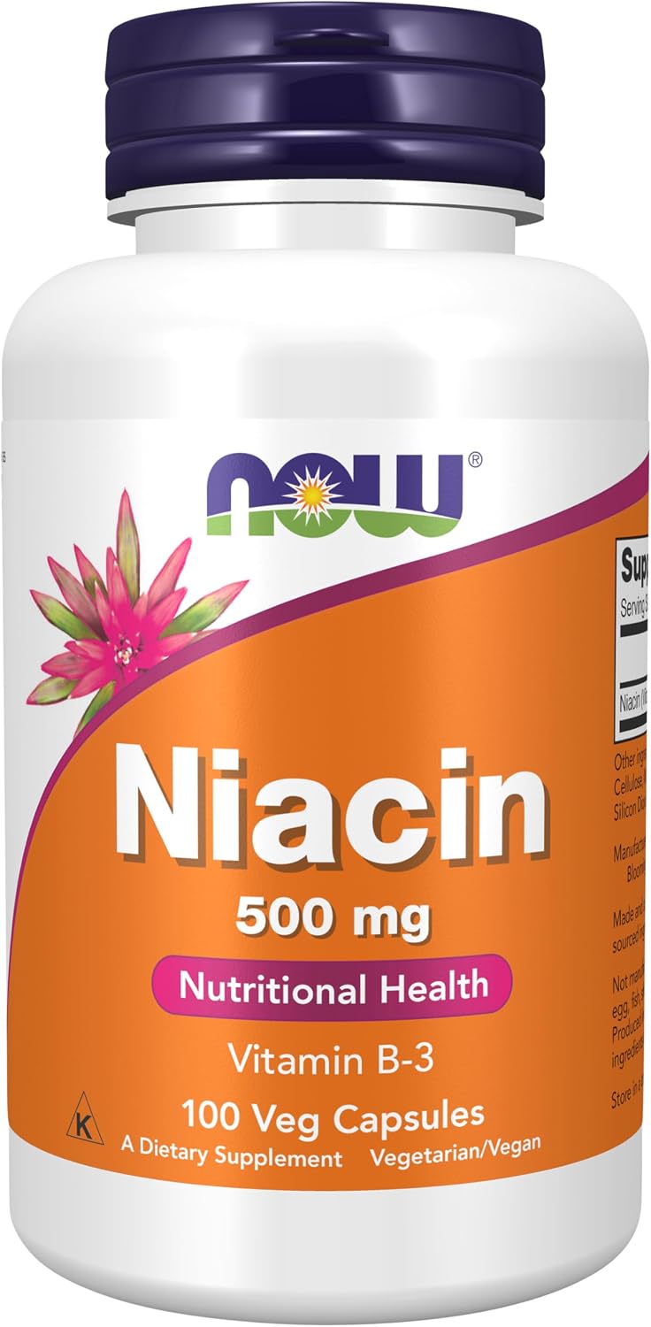 NOW Foods Niacina (Vitamina B-3) 500 mg, 100 Cápsulas