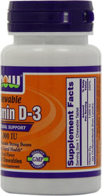 NOW Foods Vitamina D-3 1.000 UI 180 Comprimidos Masticables (Paquete de 2)