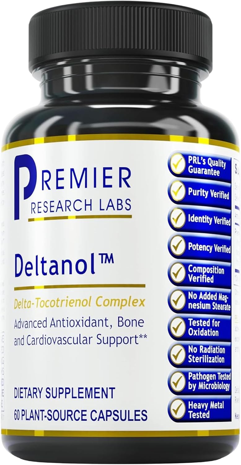 Premier Research Labs Deltanol - Tocotrienoles Vitamina E, 100 mg por Cápsula, 60 Cápsulas