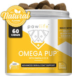 Pawlife Aceite de Pescado para Perros - 60 masticables con Omega 3, Sabor Salmón