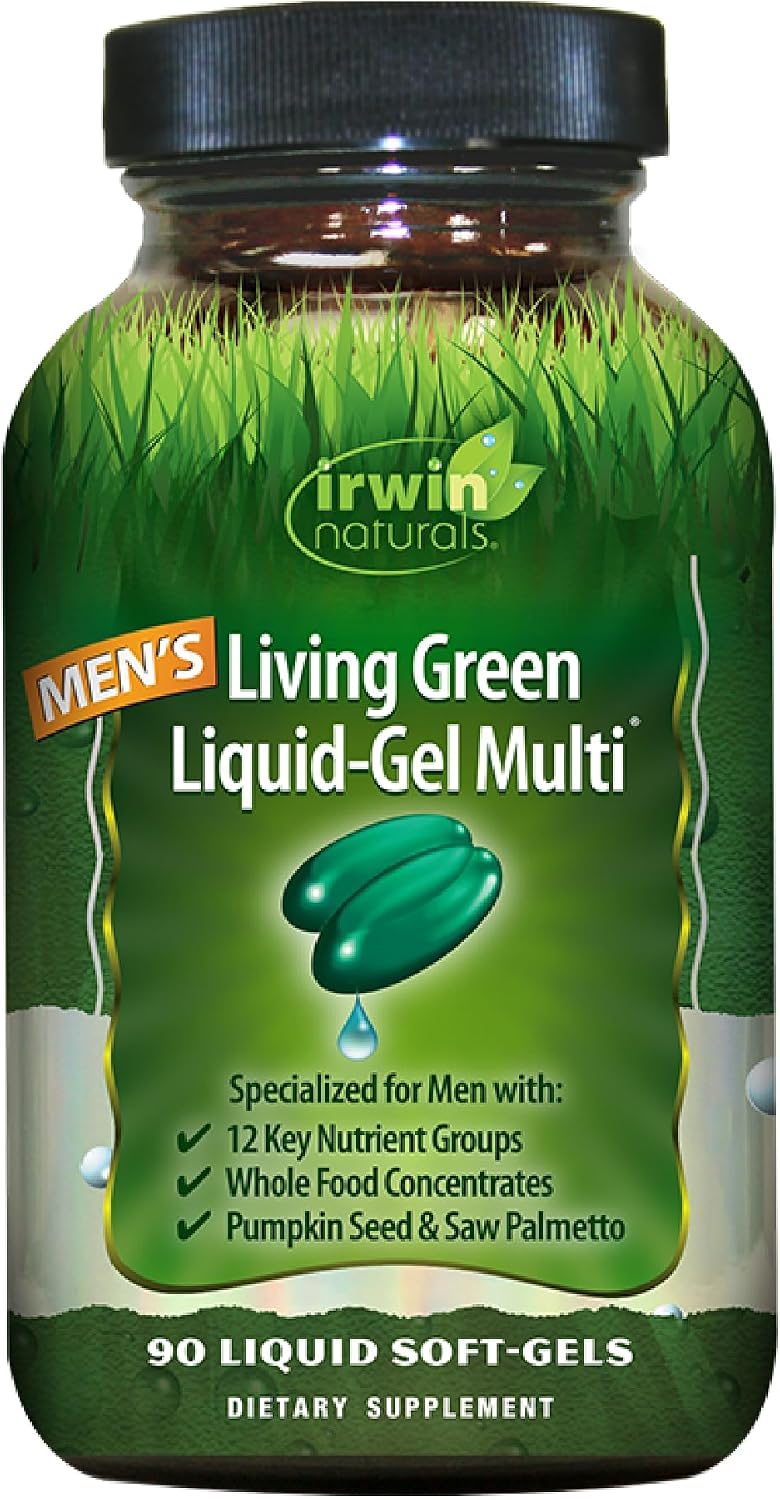 Irwin Naturals Men's Living Green Liquid-Gel Multi - Multivitamínico completo para hombres 90 cápsulas blandas