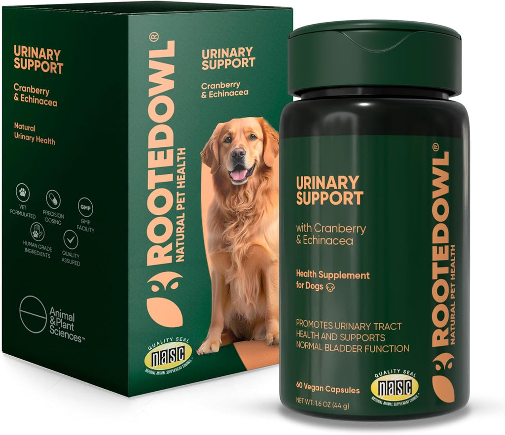 Rooted Owl Urinary Support para Perros - Suplemento con Arándano Rojo, Equinácea y Vitamina C - 60 Cápsulas