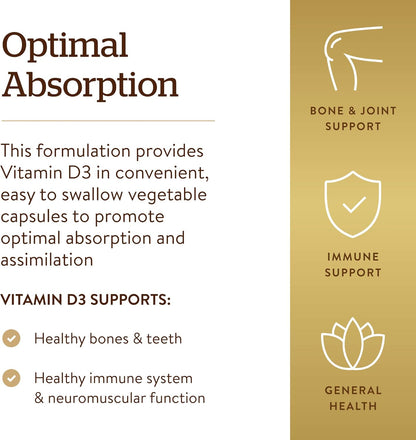Solgar Vitamina D3 (Colecalciferol) 125 mcg – El mantenimiento de los dientes en condiciones normales. – Image 4