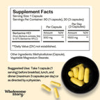 Wholesome Story Berberina 1500mg - 90 Cápsulas de Berberina HCL con 97% de Pureza Estandarizada