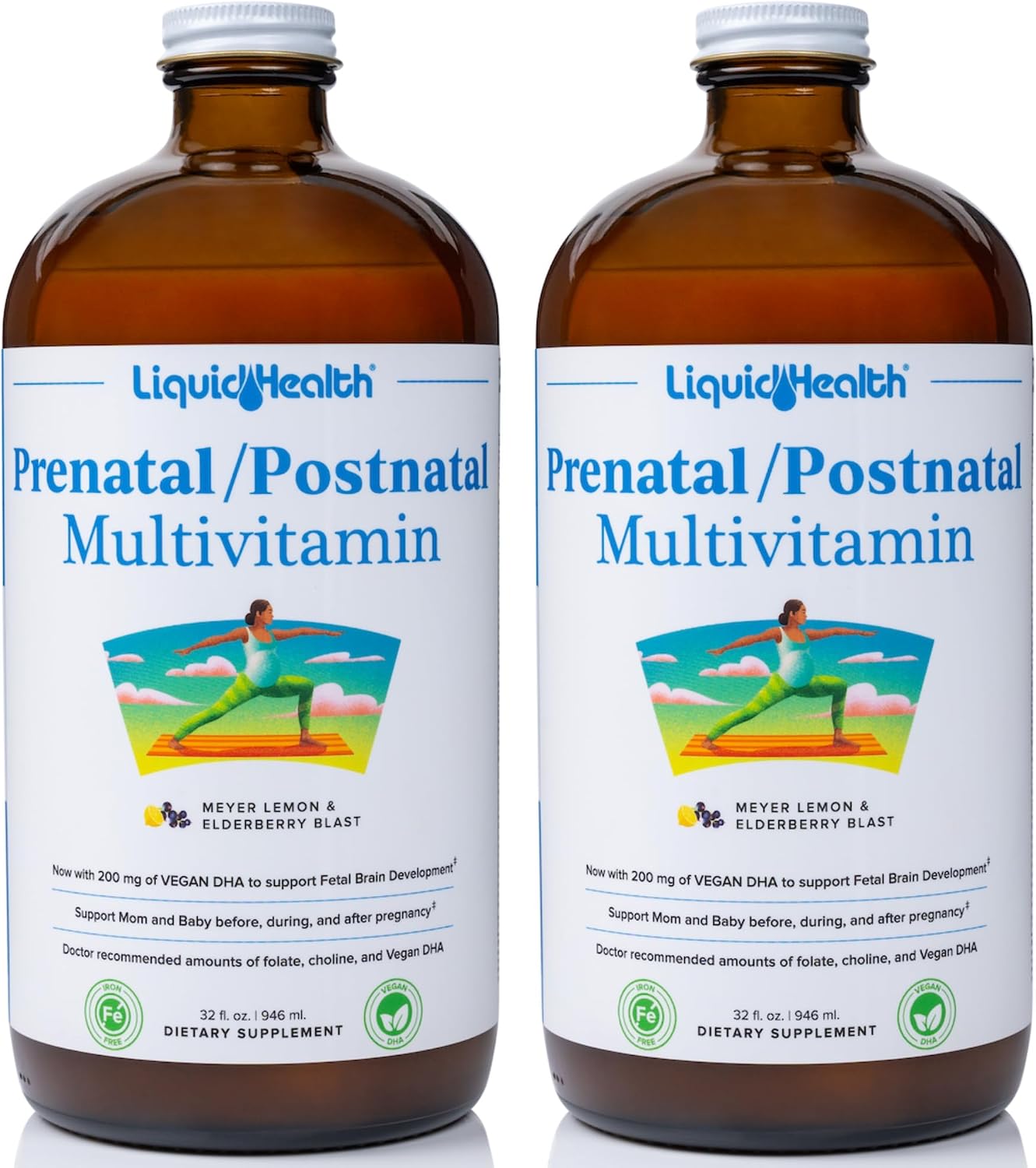 LIQUIDHEALTH Prenatal/Postnatal Multivitamínico Líquido con Folato Real - 2 Paquetes