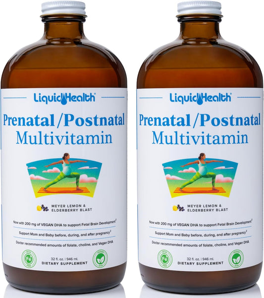LIQUIDHEALTH Prenatal/Postnatal Multivitamínico Líquido con Folato Real - 2 Paquetes