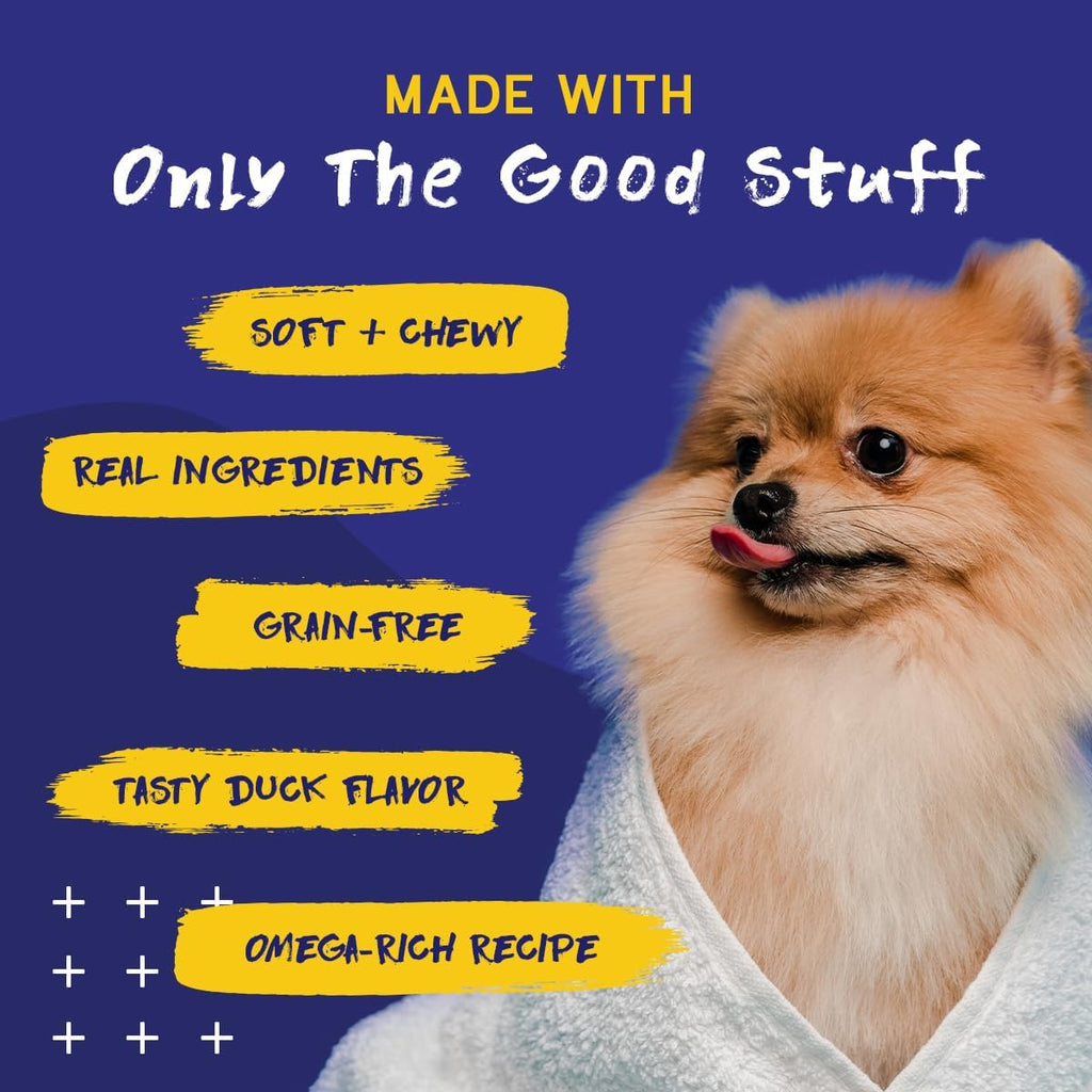 PupGrade Skin & Coat Supplement for Dogs, Duck Flavor – 60 Soft Chews | Supports Healthy Skin, Coat, and Immune Function - Rich in Natural Fish Oil, Omega Fatty Acids, and Vitamins