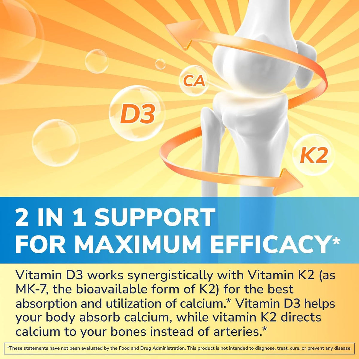 Vitalibre Vitamina D3 K2 10000 UI 200 mcg MK-7, 300 Cápsulas – Image 3