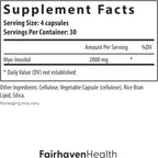Fairhaven Health Myo-Inositol 2000mg - 120 Cápsulas Veganas - Suplemento de Vitamina B8