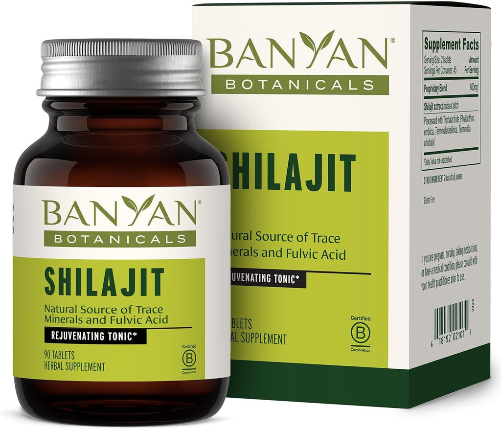 Banyan Botanicals Shilajit – 90 Tabletas Prensadas Puras para Energía y Vitalidad