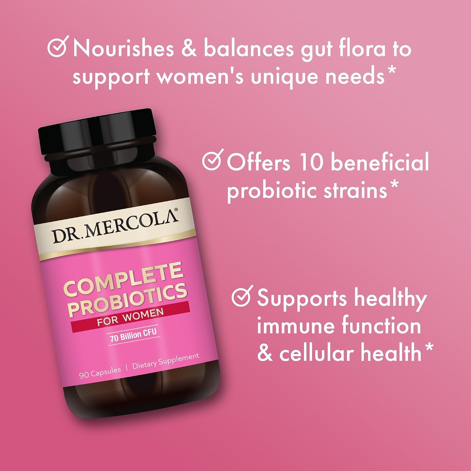 Dr. Mercola Complete Probiotics for Women - Probiótico Femenino - 90 Cápsulas (90 Dosis)