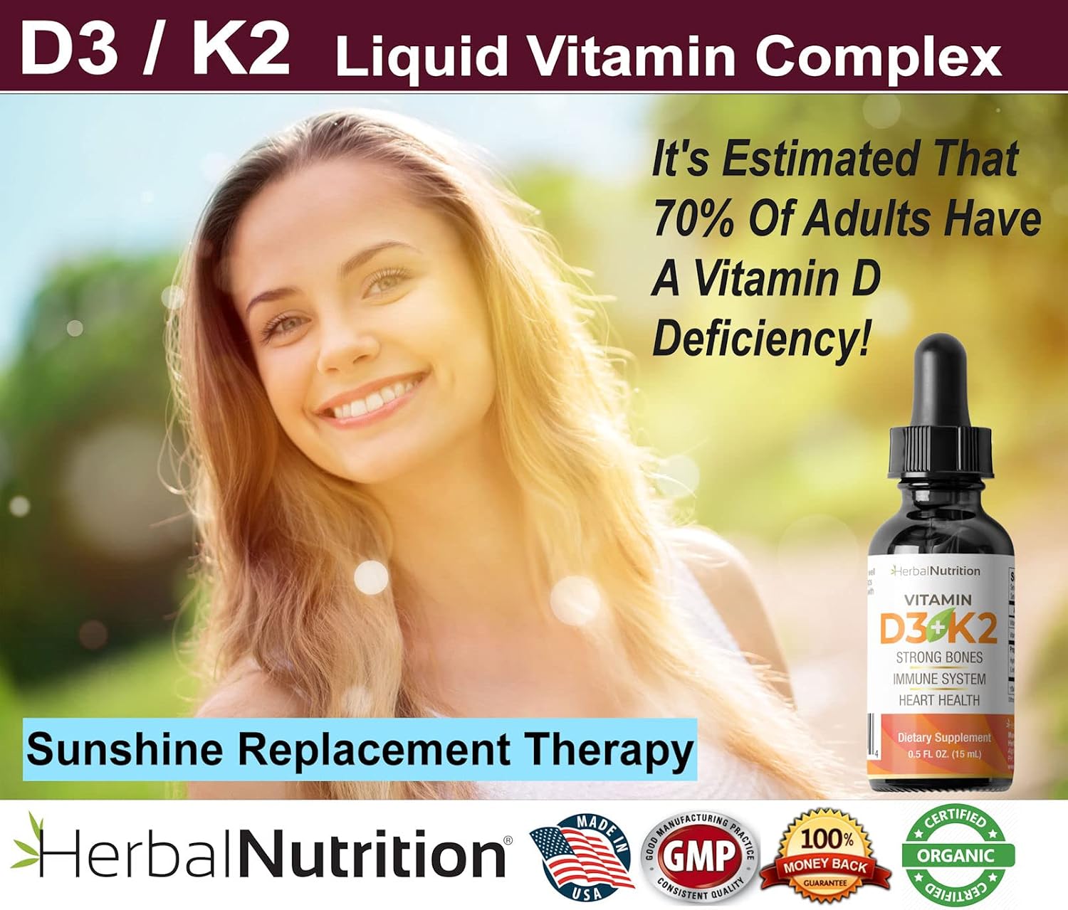 Complejo de Vitamina D3 y K2 5000 UI con K2 MK-7, 270 Dosis