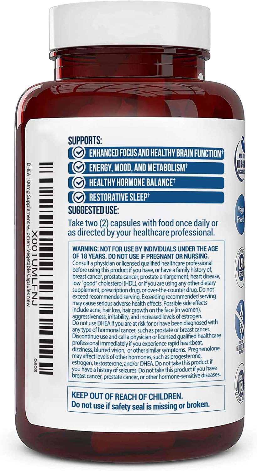 Truevantage DHEA 100mg con Pregnenolona 60mg - Cápsulas Vegetales No Transgénico
