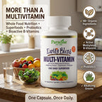 Paradise Herbs Earth's Blend Multivitamínico Diario con Hierro, 48 Superalimentos, Probióticos, Antioxidantes, Vitaminas A, B12, C, D, K2, 60 Cápsulas