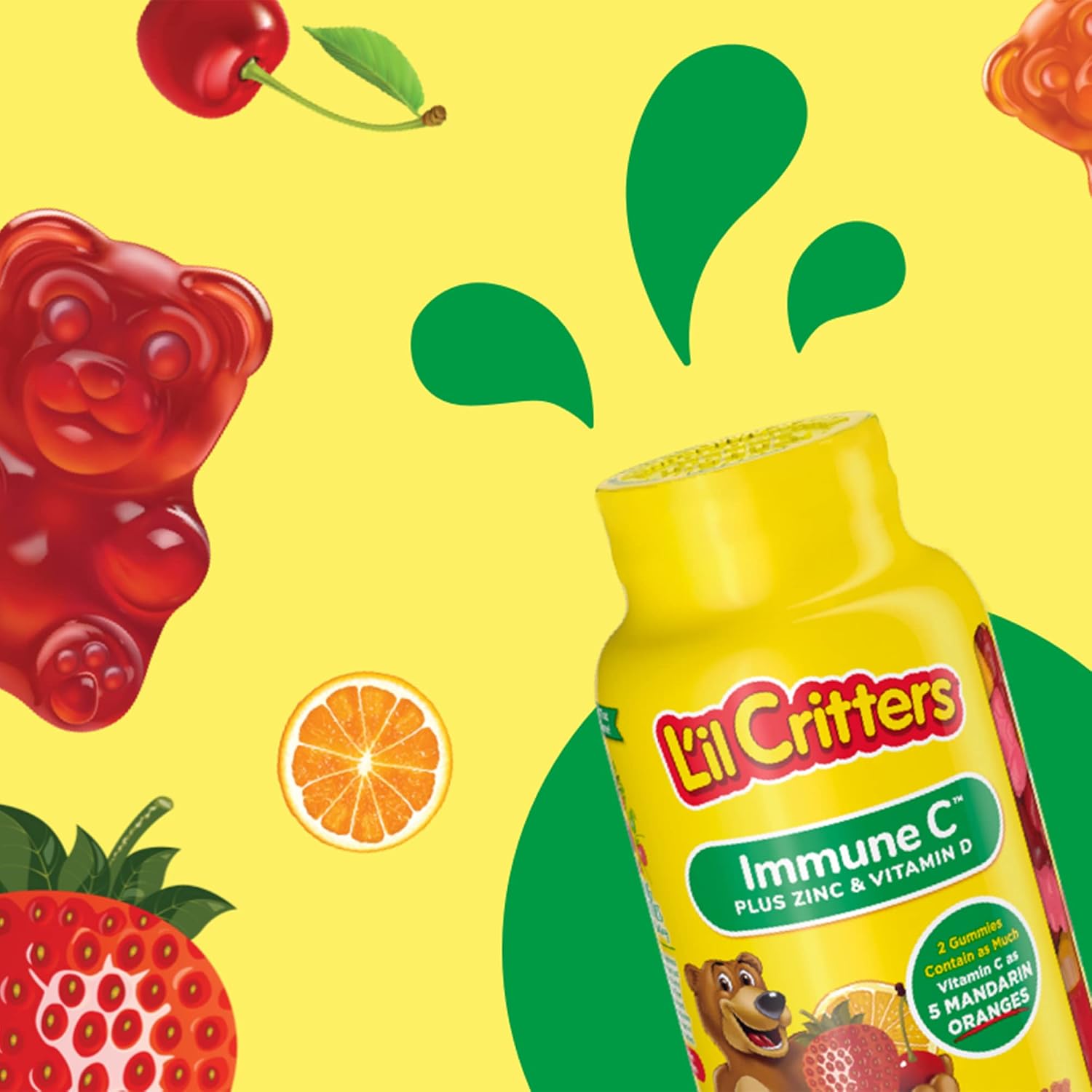 L'il Critters Gomitas Inmune C Plus Zinc y Vitamina D - 60 gomitas