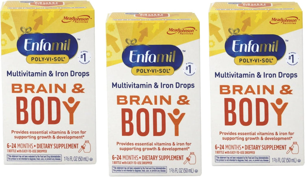 Enfamil Poly-Vi-Sol Gotas Multivitamínicas con Hierro, 1.67 onzas líquidas (Paquete de 3)