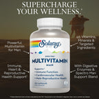 Solaray Spectro Multivitamínico para Hombres - 45 Vitaminas y Minerales con CoQ10, Enzimas Digestivas, Luteína, Complejo de Hierbas - 30 Cápsulas