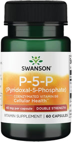 Swanson P-5-P (Piridoxal-5-Fosfato) Vitamina B6 Coenzimada 40 mg, 60 Cápsulas