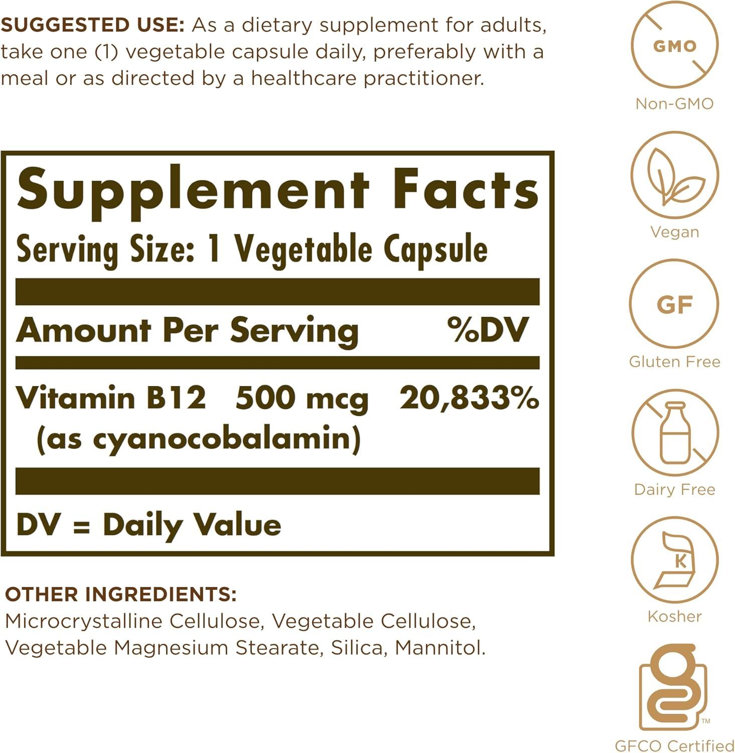 Solgar Vitamina B12 500 mcg - 100 Cápsulas