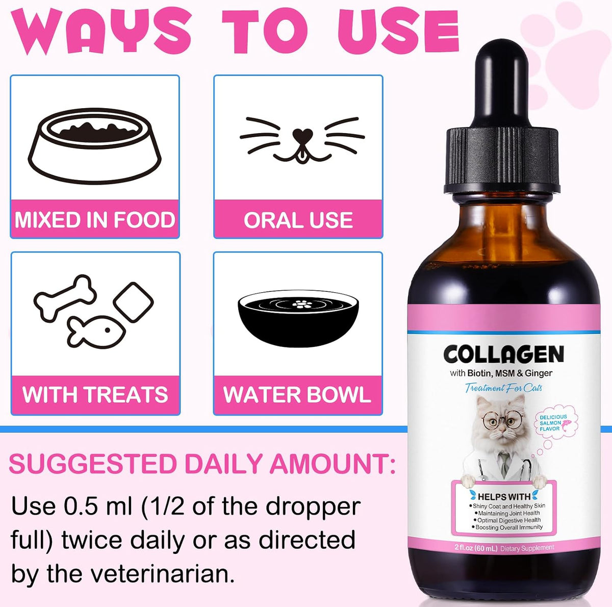 Colágeno para Gatos con MSM y Jengibre - – MSM (metilsulfonilmetano): Compuesto de azufre de alta pureza, libre de – Image 5
