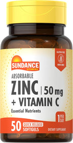 Sundance Zinc con Vitamina C - 50 mg - 50 Cápsulas