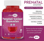 Maxi Health Gomitas Prenatales Orgánicas para Mujeres - Sabor Cereza, 60 Unidades