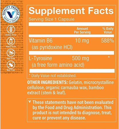 The Vitamin Shoppe L-Tirosina 500, 100 Cápsulas – Image 2
