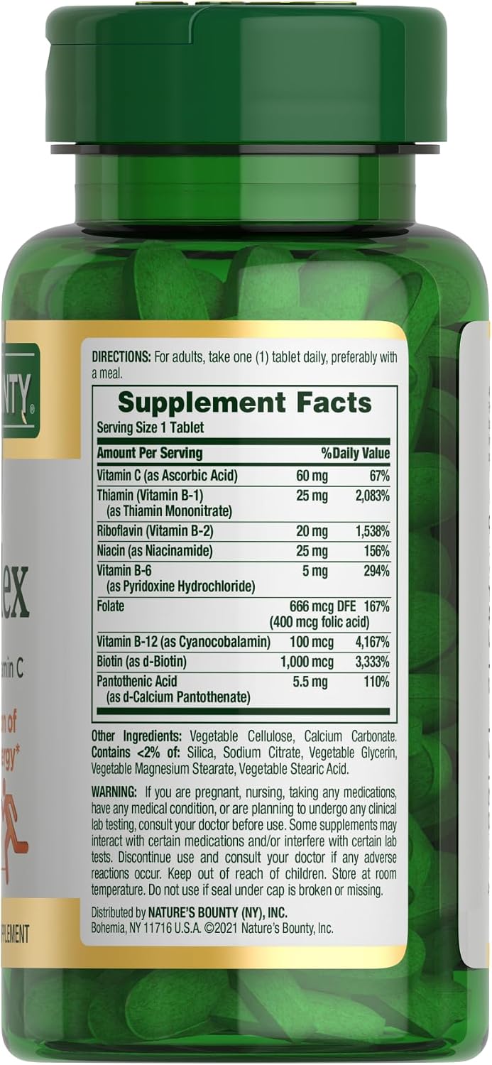 Nature's Bounty Super B Complex: B Complex with Vitamin C and Folic Acid, 150 Tablets