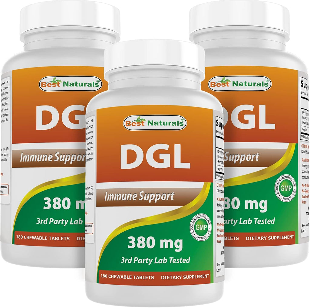 Best Naturals DGL Masticable 380 mg - 180 Comprimidos (Pack de 2)