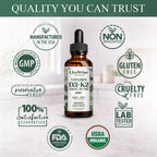 Live Wise Naturals Gotas Orgánicas de Vitamina D3 y K2 para Bebés (MK-7) - 225 Servicios