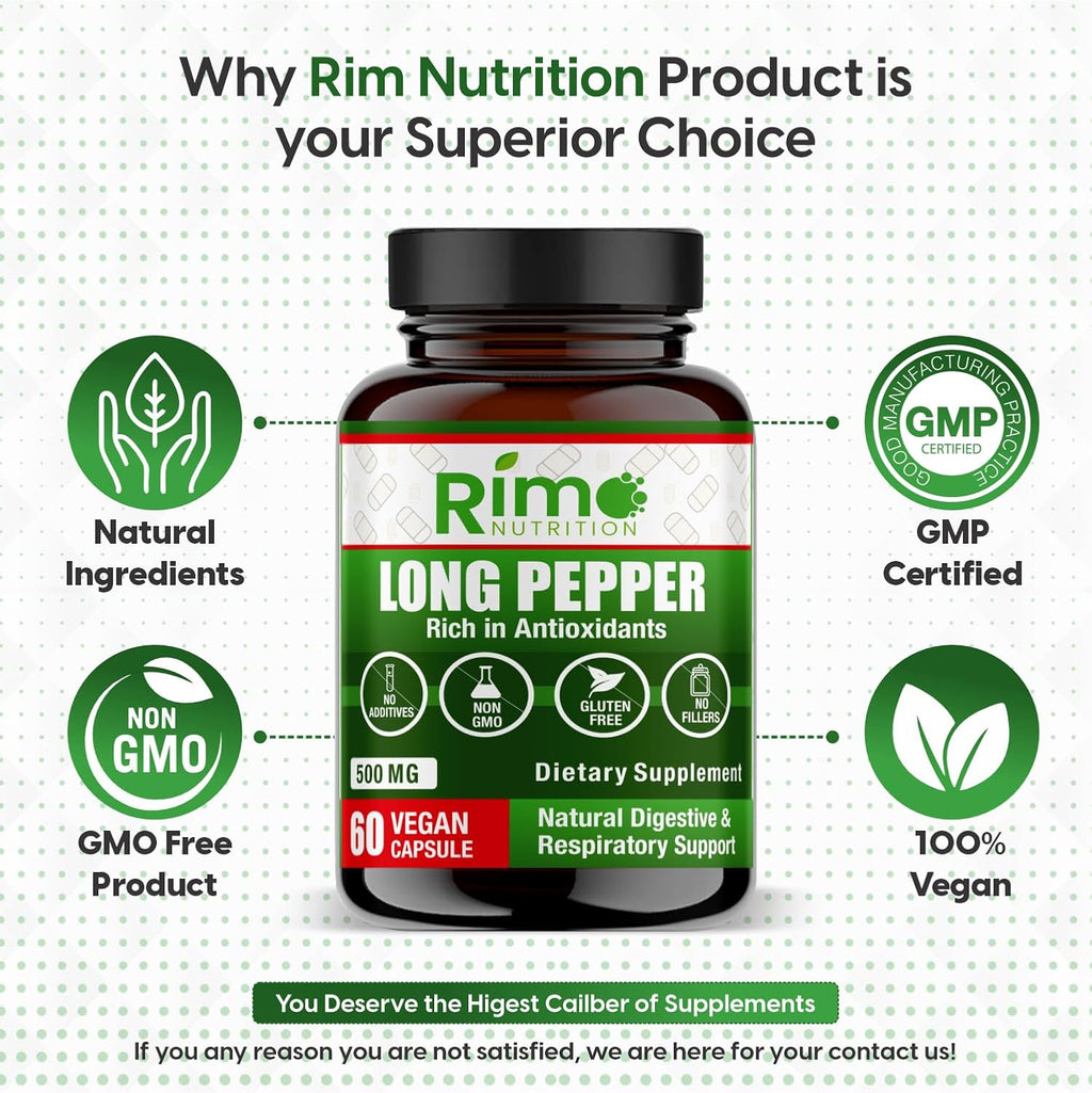 Long Pepper (Pimienta Larga) 60 Cápsulas Veganas – Suplemento Natural con Piperlongumina (500 mg)