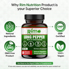 Long Pepper (Pimienta Larga) 60 Cápsulas Veganas – Suplemento Natural con Piperlongumina (500 mg)