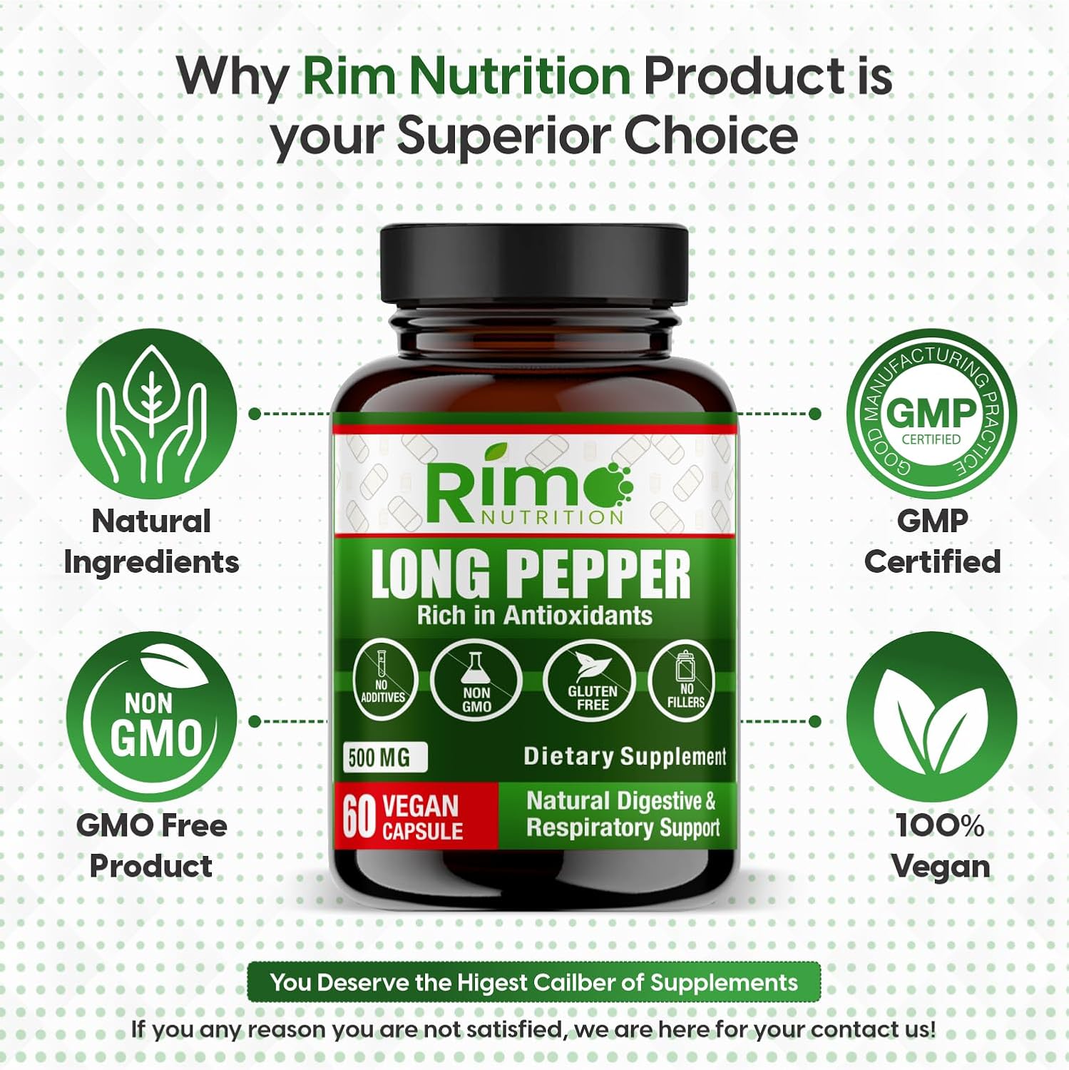 Long Pepper (Pimienta Larga) 60 Cápsulas Veganas – Suplemento Natural con Piperlongumina (500 mg)
