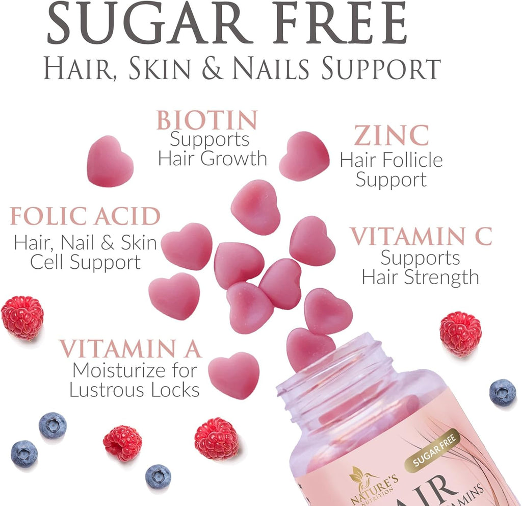 Gominolas de Biotina 5000 mcg Sin Azúcar - Apoyo Nutricional para Cabello, Piel y Uñas - 120 Gominolas Vegetarianas